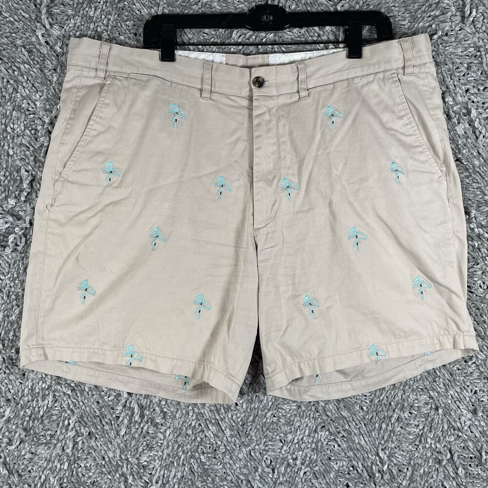 Castaway Nantucket Chino Shorts Men’s Size 36 Embroidered Horses Beige Preppy